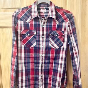 Levi's Red and Blue Casual Button Down Shirt
